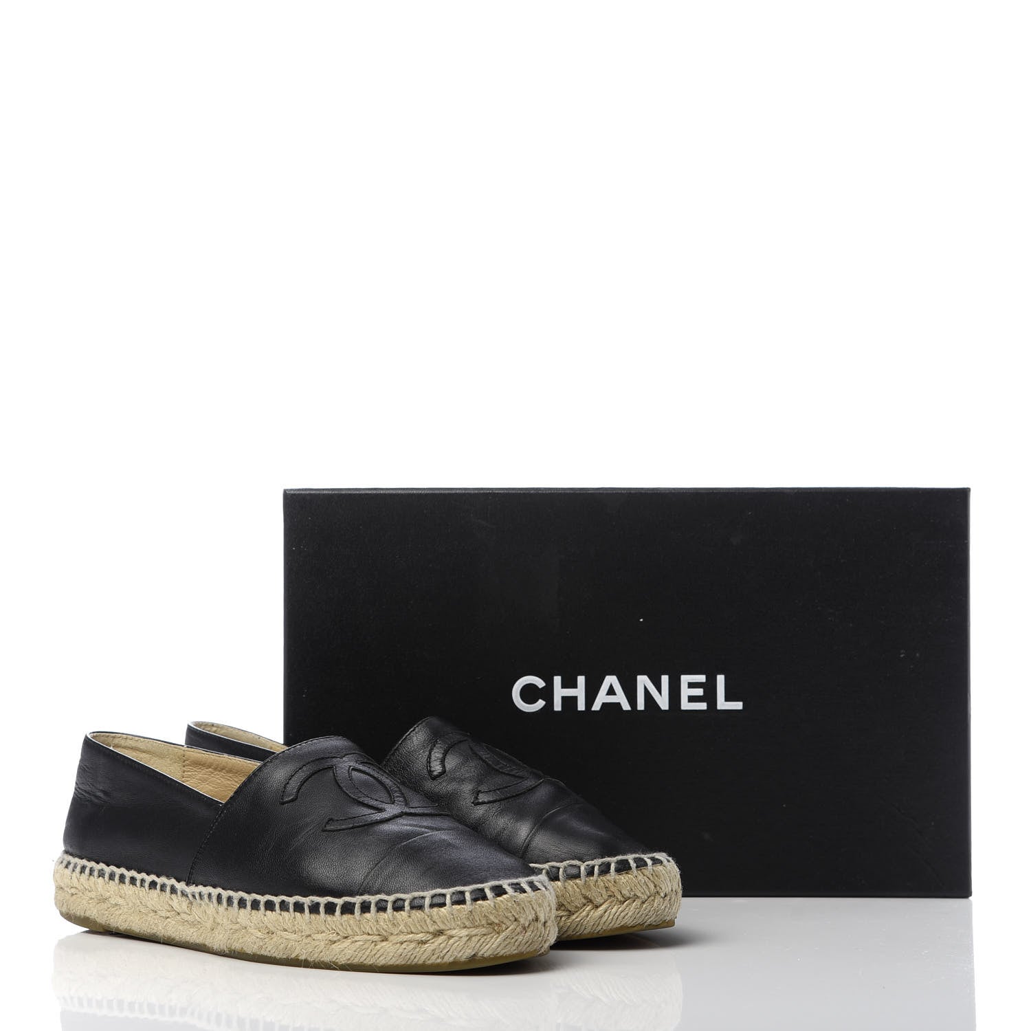 Chanel Lambskin CC Espadrilles 37 Black 10 of 10