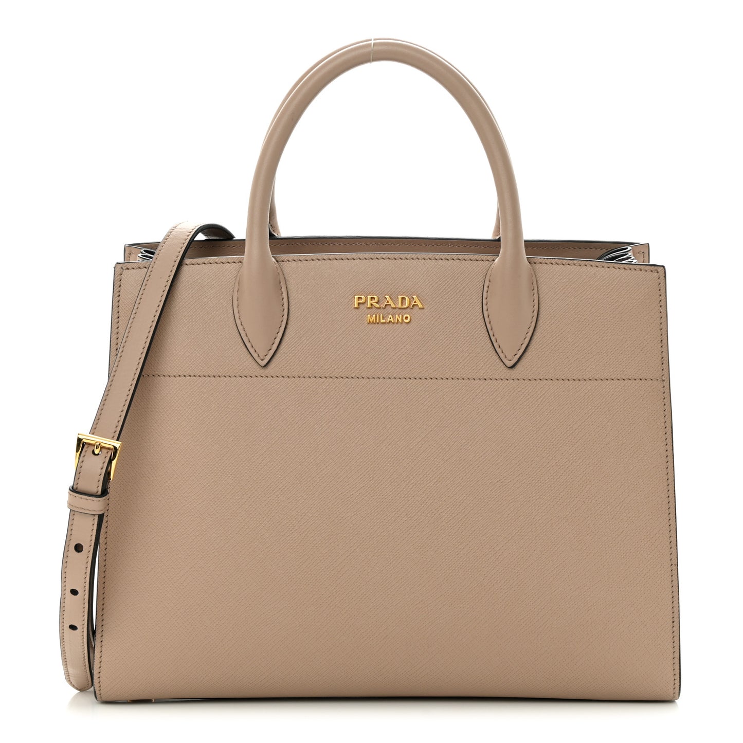 Saffiano City Calfskin Medium Bibliothèque Top Handle Cammeo