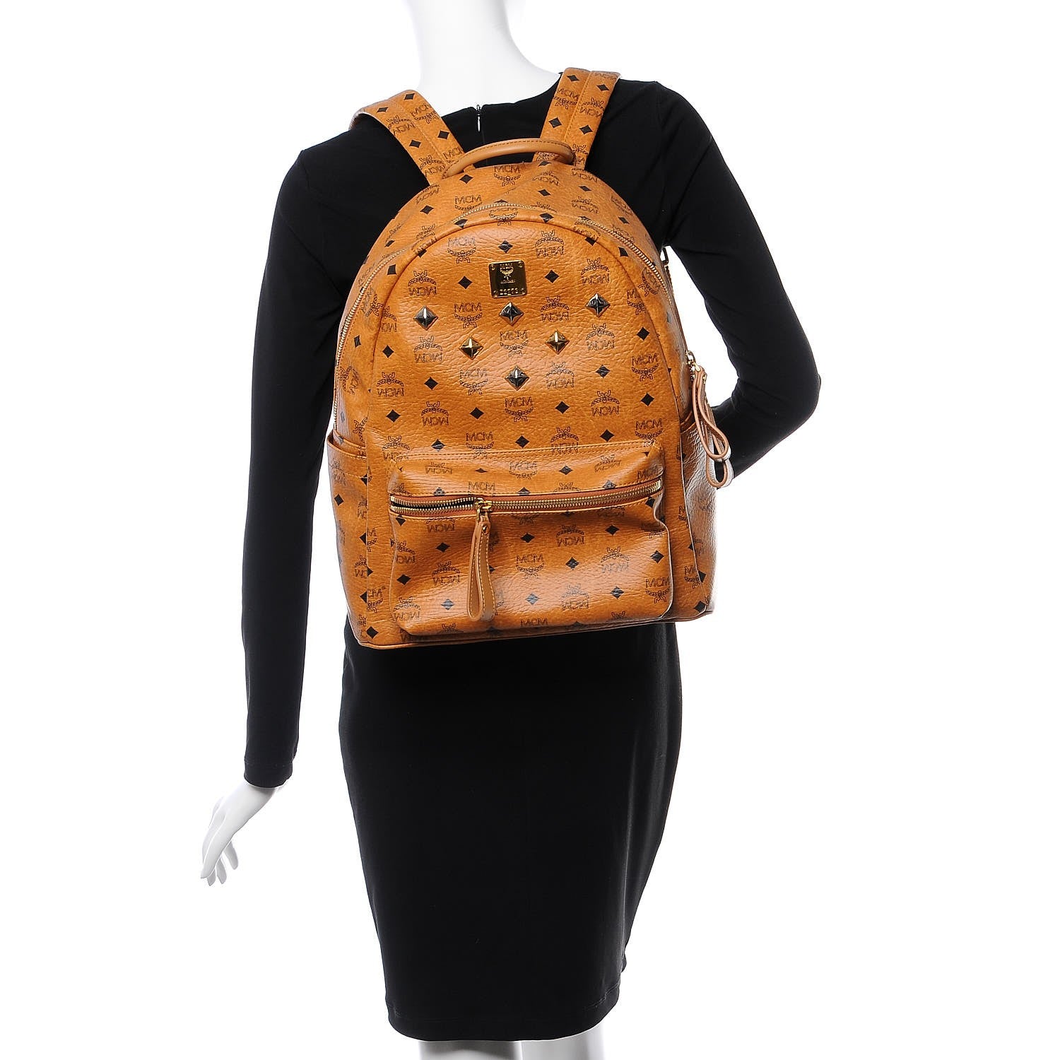 MCM Visetos Medium Sprinkle Stud Stark Backpack Cognac 2 of 8