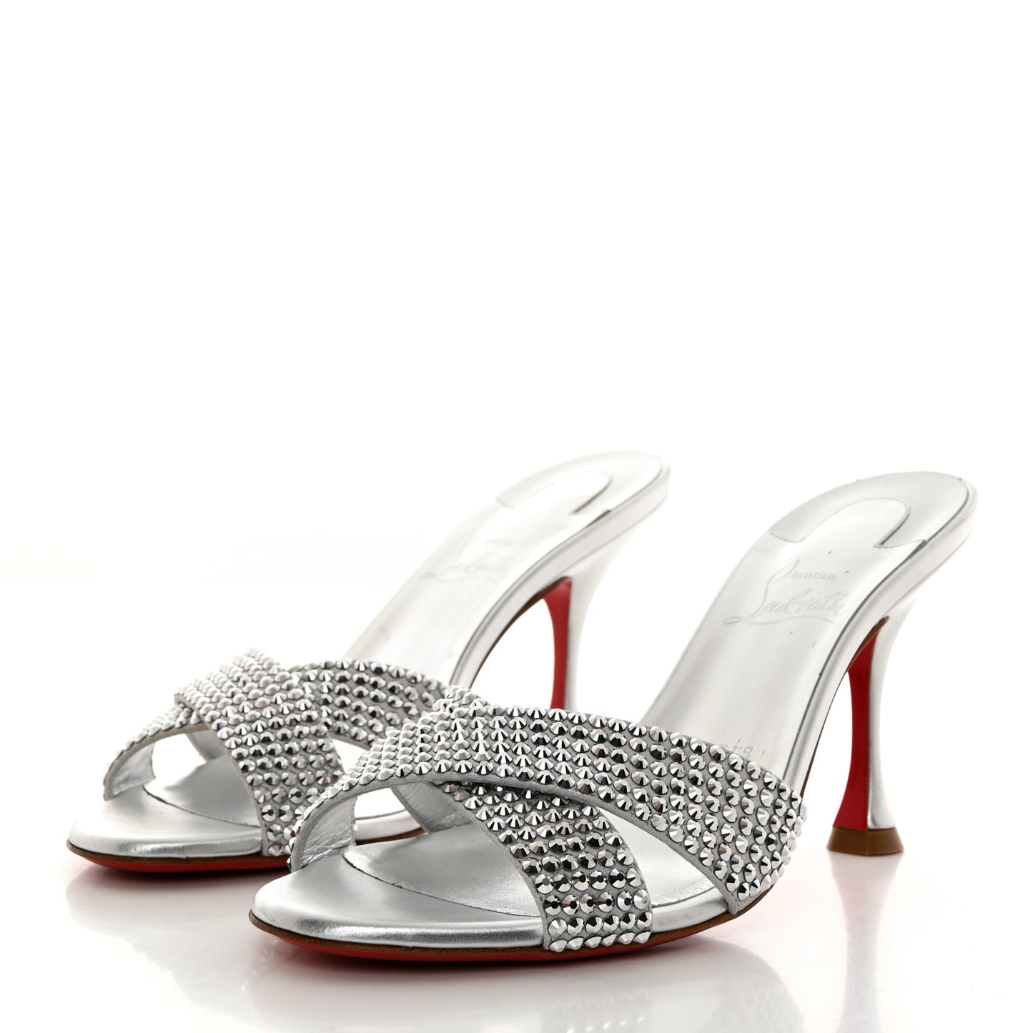 Suede Metallic Kid Lambskin Strass Mariza Is Back 85 Sandals 38 Silver