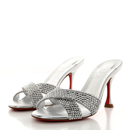 Christian Louboutin Suede Metallic Kid Lambskin Strass Mariza Is Back 85 Sandals 38 Silver 3 of 8