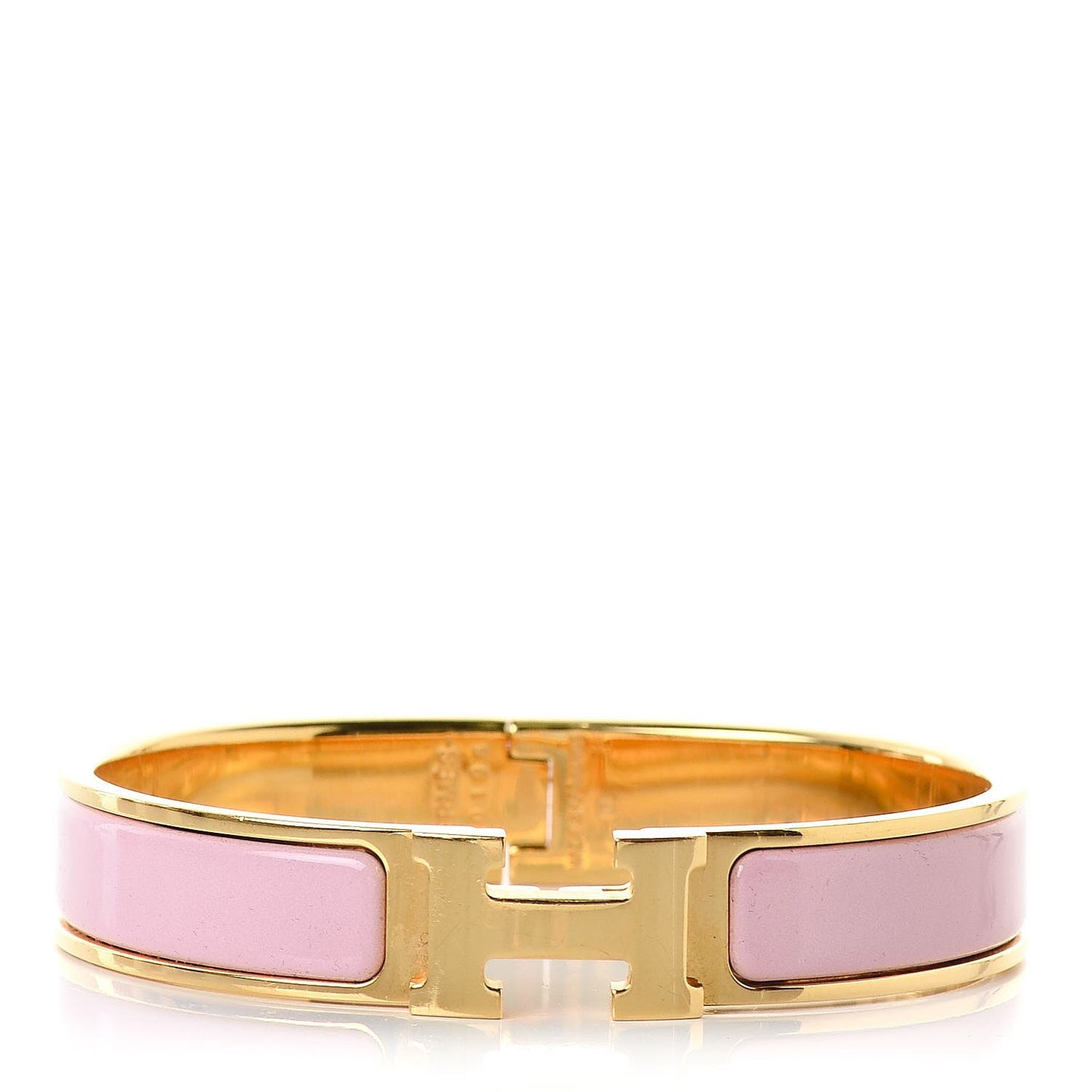 Narrow Enamel Clic Clac H Bracelet GM Rose Nacarat