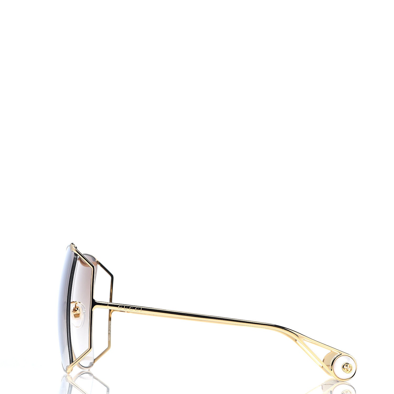 Gucci Oversized Round Sunglasses GG0252S Gold Brown 3 of 8