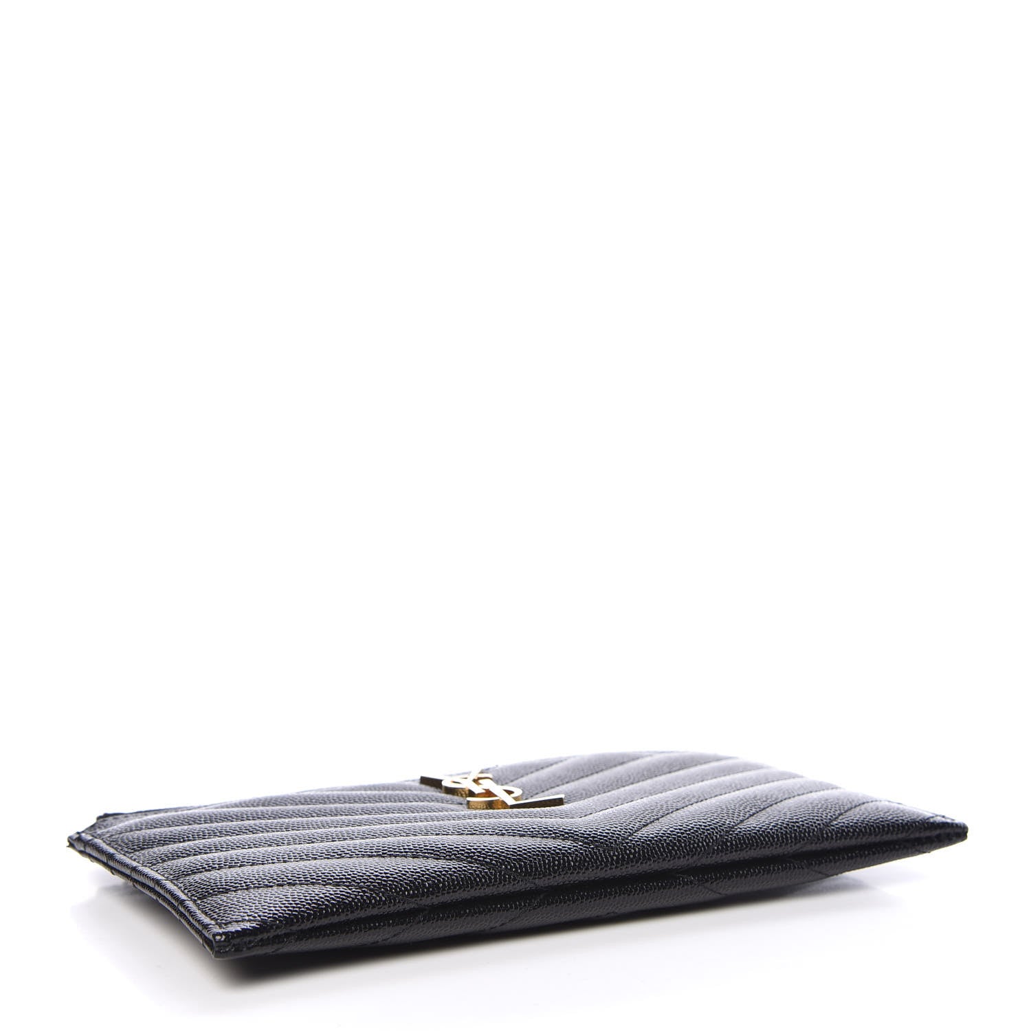 Saint Laurent Grain De Poudre Chevron Monogram Bill Pouch Black 4 of 8