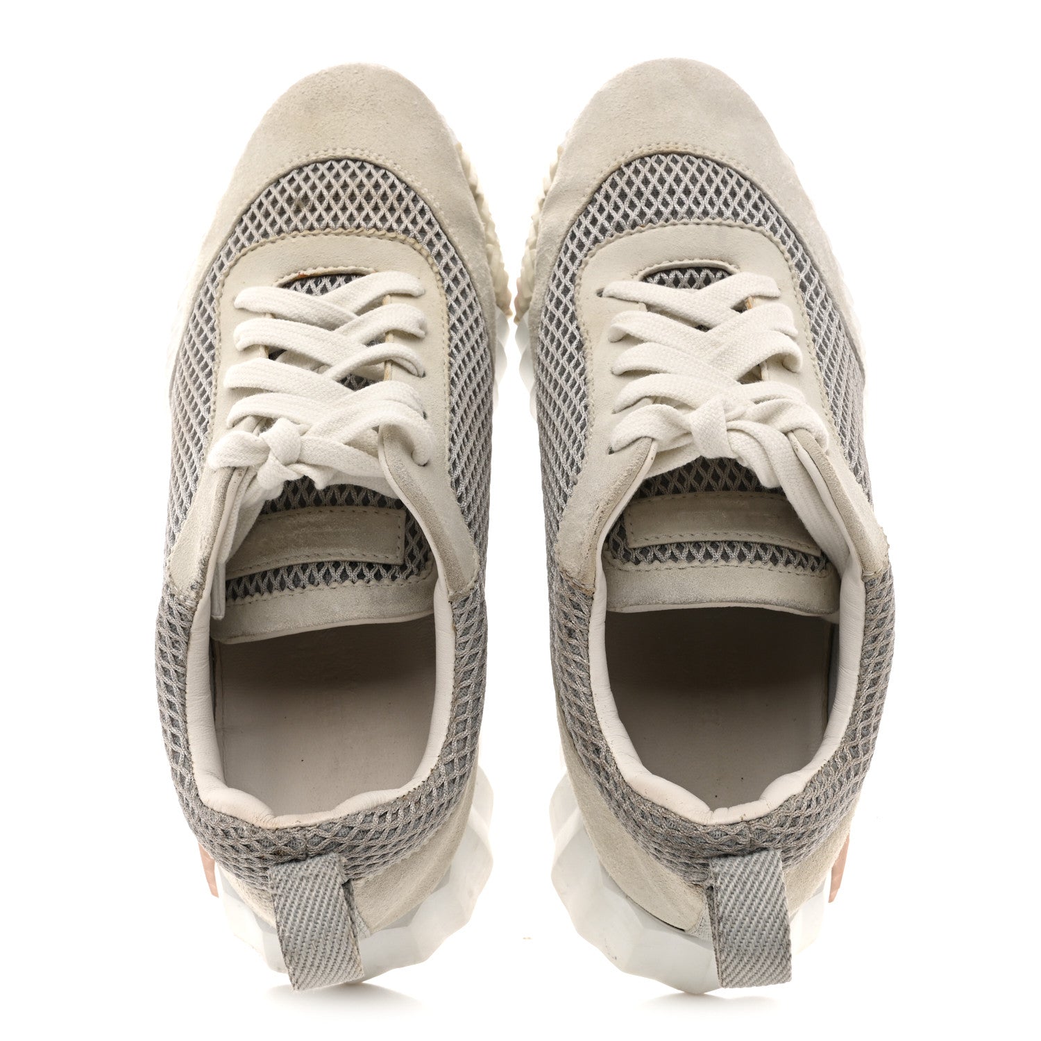 Hermes Air Mesh Suede Goatskin Bouncing Sneakers 35 Gris Lulea White 2 of 14