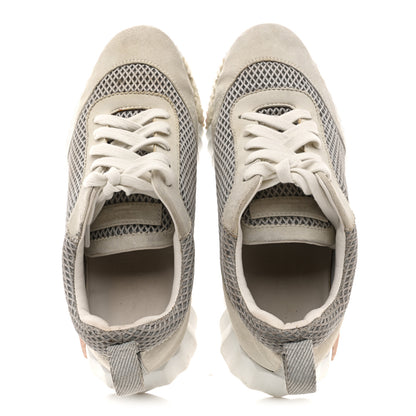 Hermes Air Mesh Suede Goatskin Bouncing Sneakers 35 Gris Lulea White 2 of 14