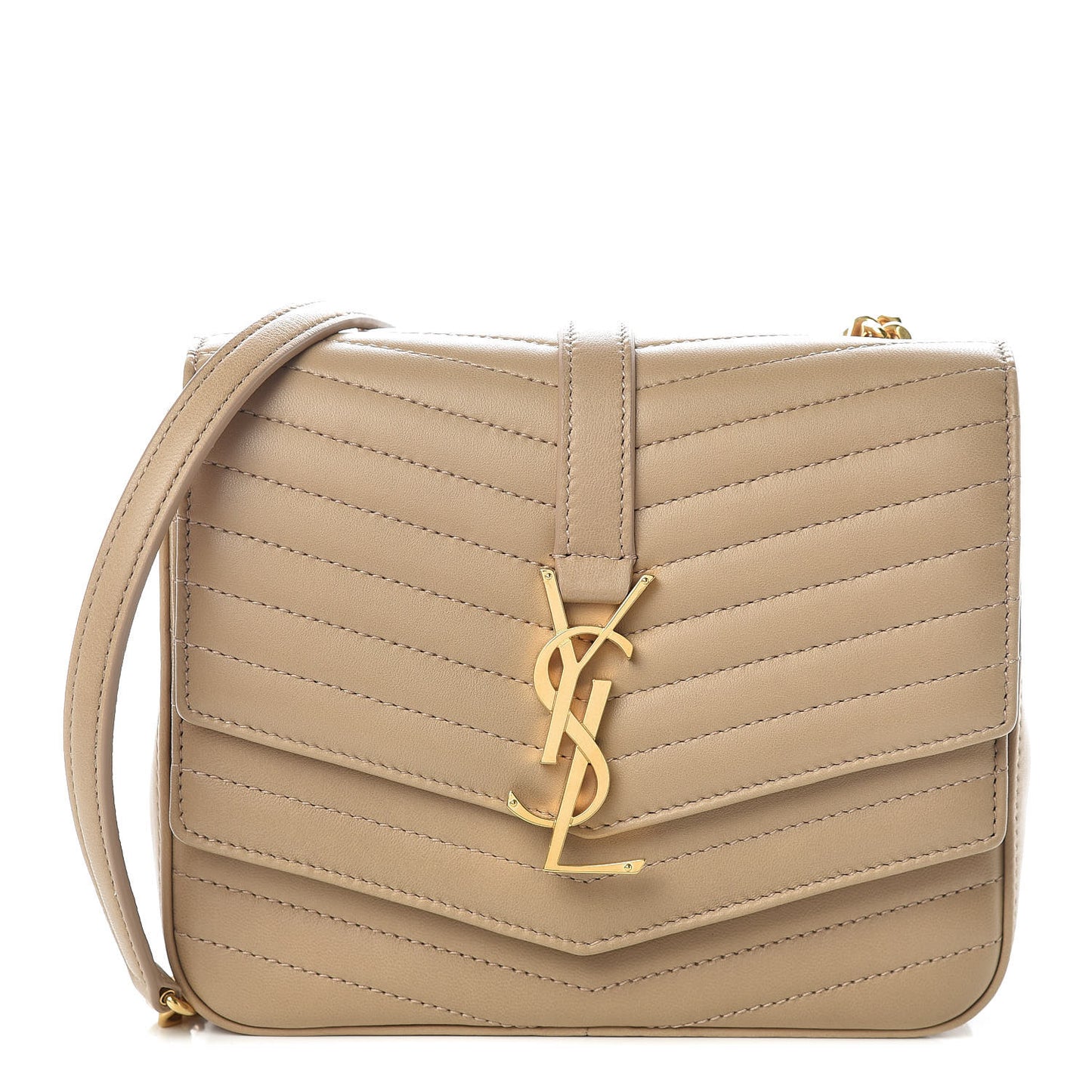 Lambskin Matelasse Chevron Monogram Small Sulpice Bag Sable Beige