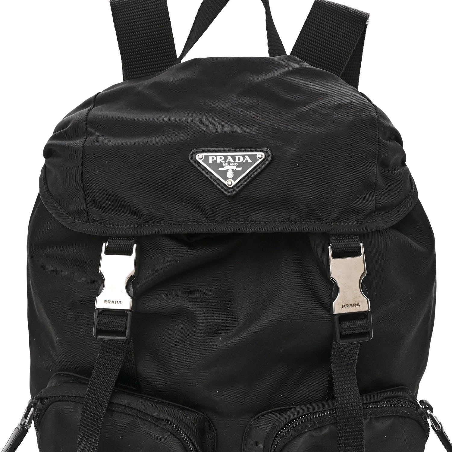 Prada Tessuto Nylon Vela Small Double Buckle Backpack Black 7 of 12
