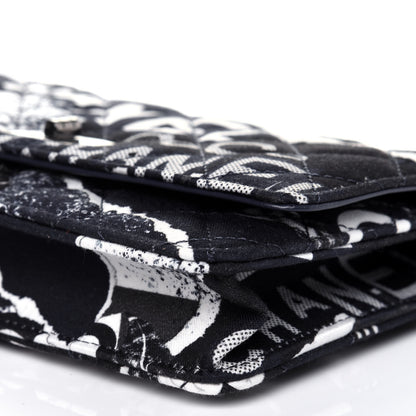Chanel Canvas Printed Quilted 2.55 Reissue Wallet On Chain WOC White Black Navy Blue 10 of 13