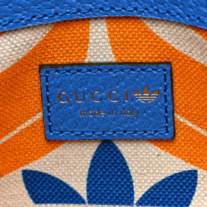 Gucci X ADIDAS Textured Dollar Calfskin Web Small Trefoil Horsebit 1955 Shoulder Bag Blue Off White 6 of 10