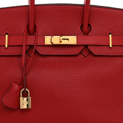 Hermes Taurillon Clemence Birkin 35 Rouge Vif 8 of 13