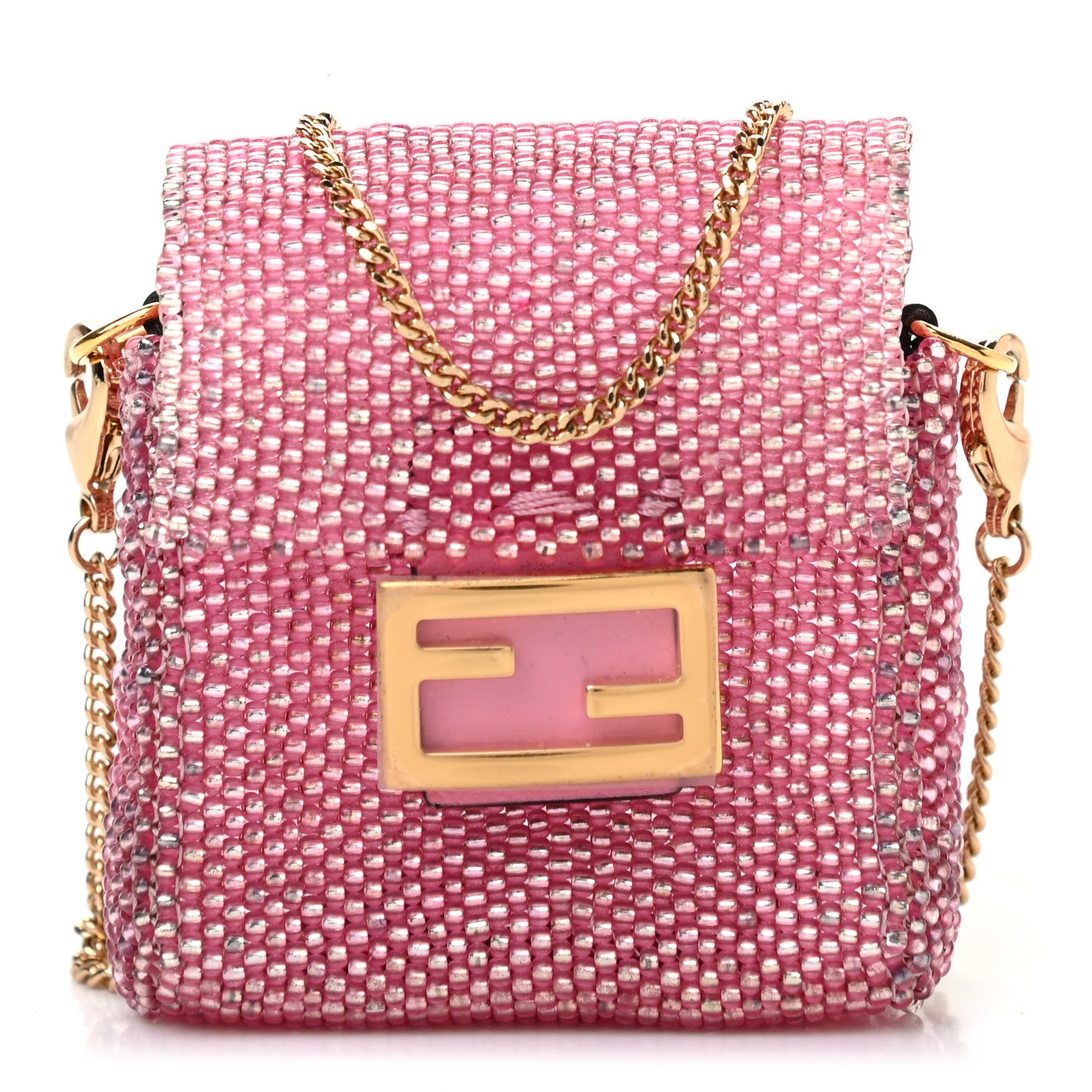 Fendi Glass Beaded Mini Pico Baguette Charm Orchidea 1 of 7