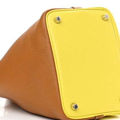 Hermes Taurillon Clemence Casaque Picotin Lock 18 PM Lime Sesame 8 of 10