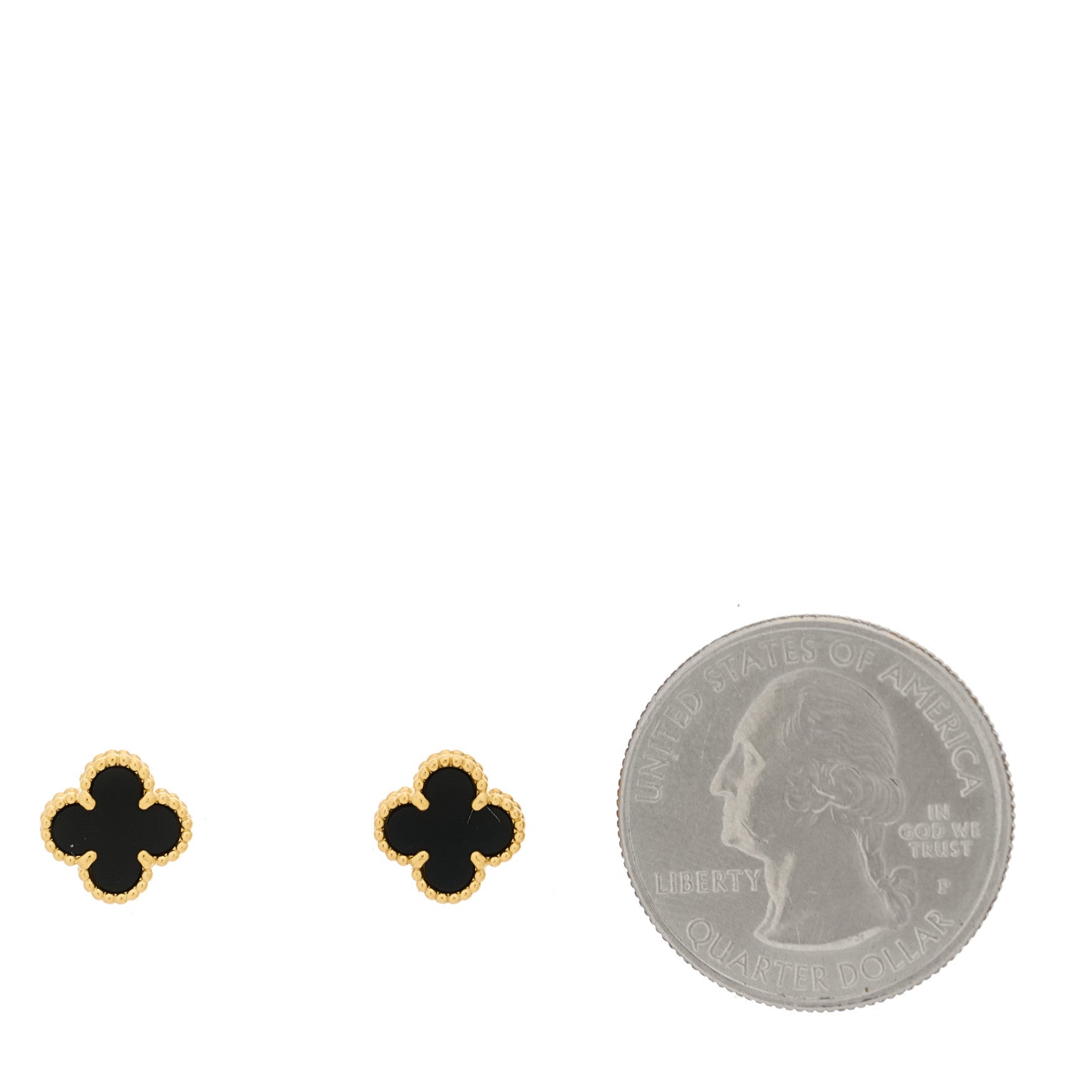 Van Cleef & Arpels 18K Yellow Gold Black Onyx Sweet Alhambra Earrings 2 of 5