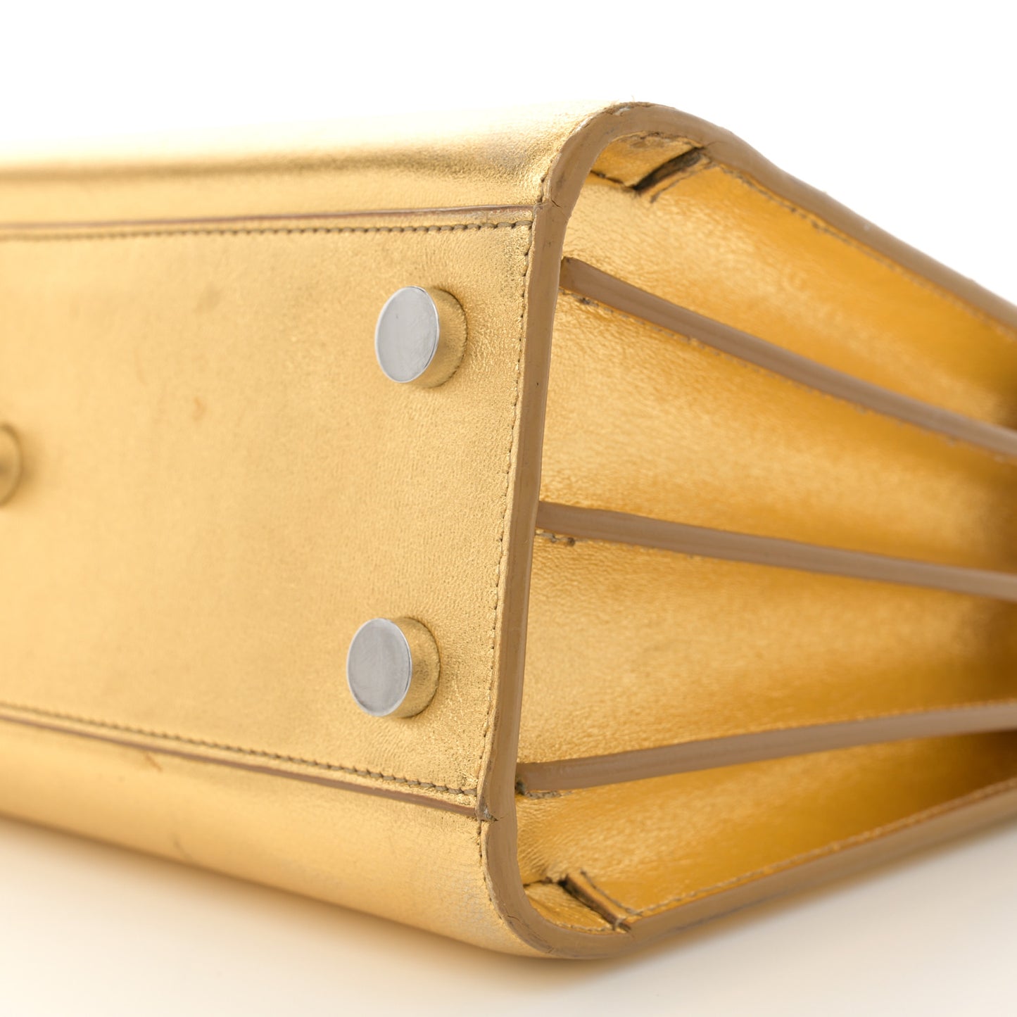 Metallic Calfskin Nano Sac De Jour Gold