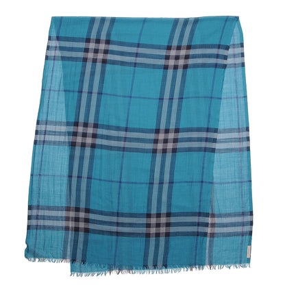 Burberry Wool Silk House Check Lightweight Scarf Blue 3 of 7