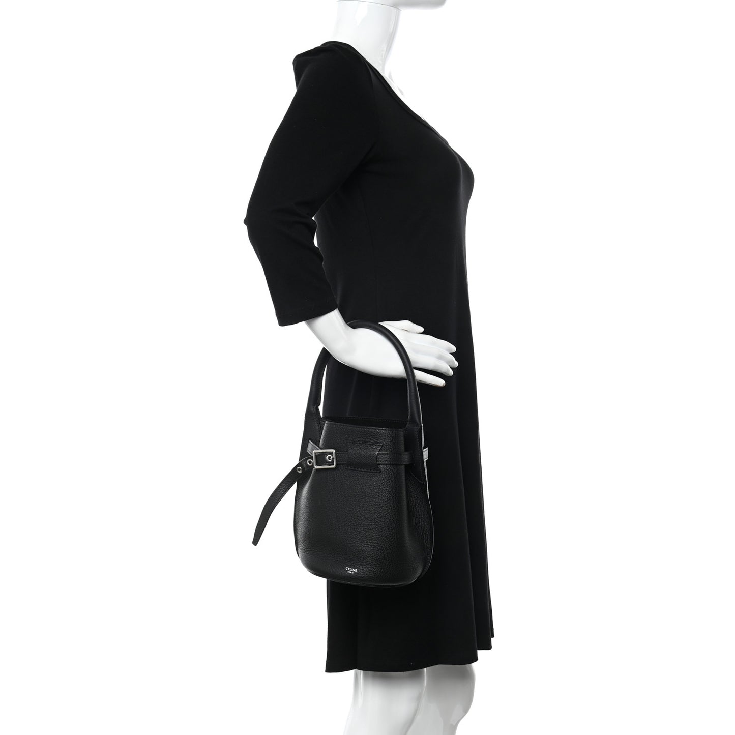 Supple Grained Calfskin Nano Big Bag Bucket Black