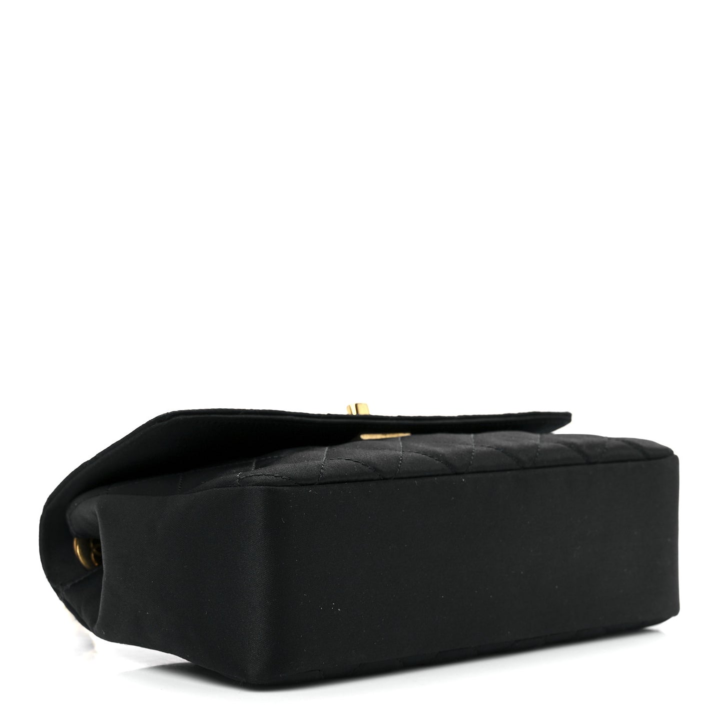 Satin Quilted Flap Black