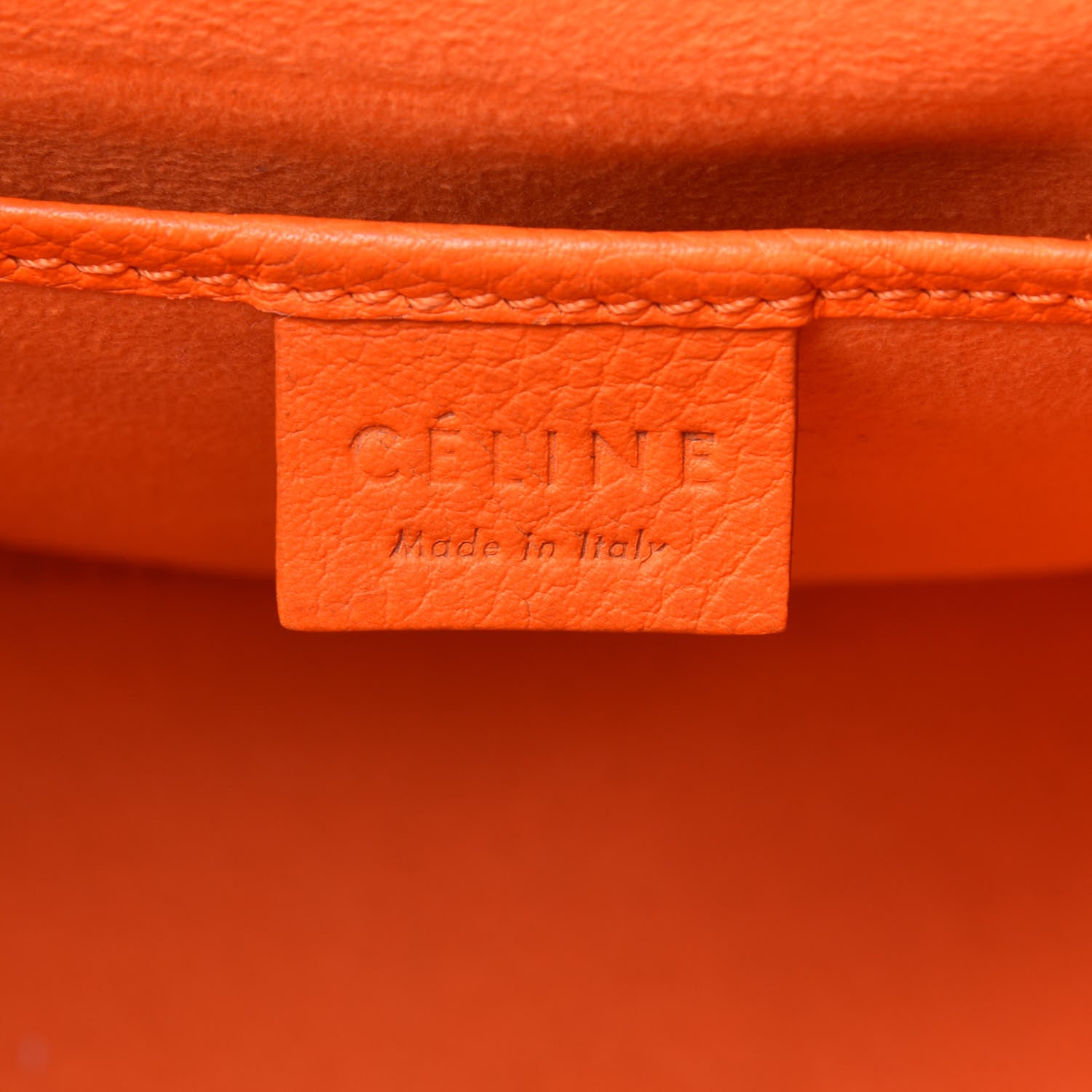 Celine Drummed Calfskin Nano Luggage Bright Orange 7 of 10
