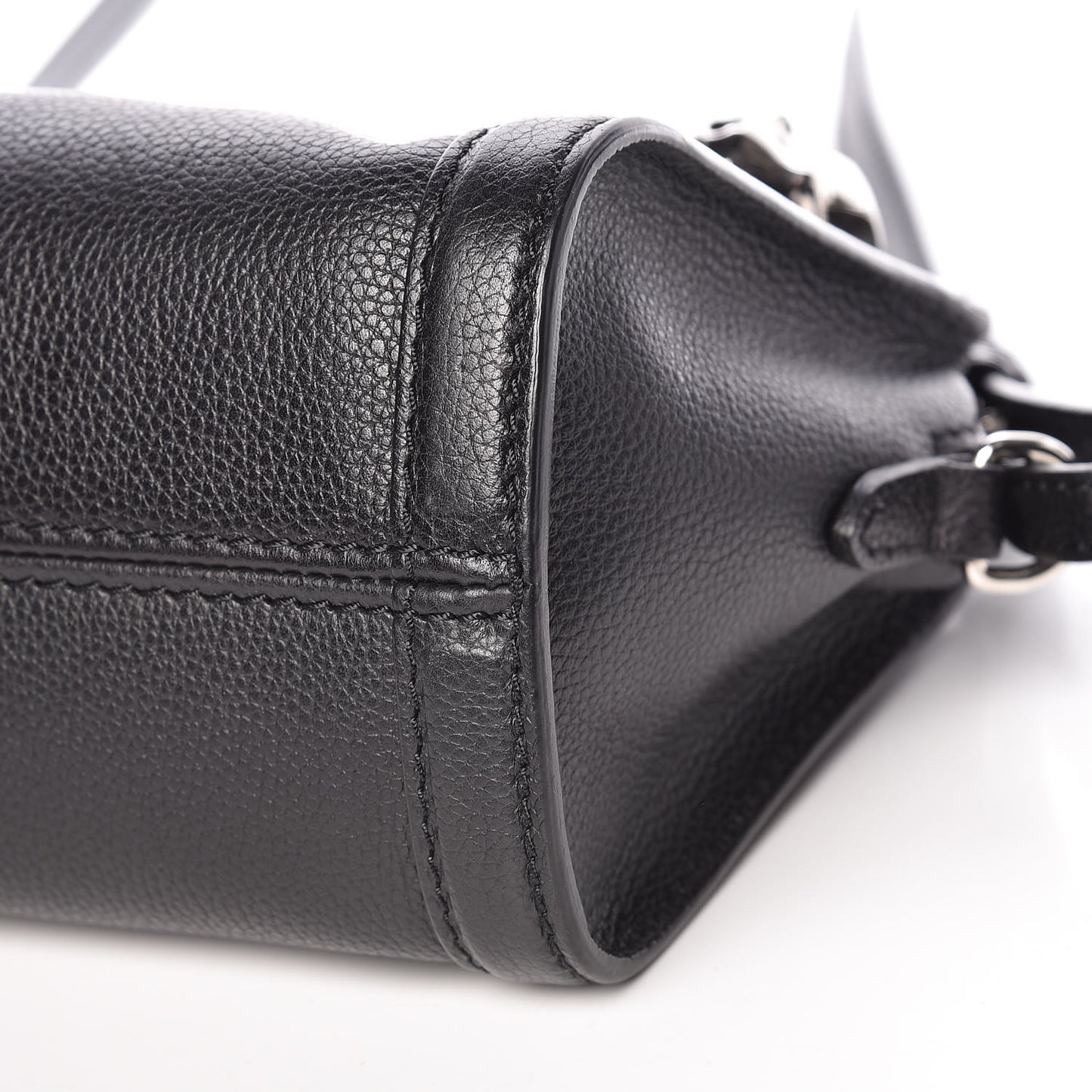 Pebbled Calfskin Mini Padlock Tote Black