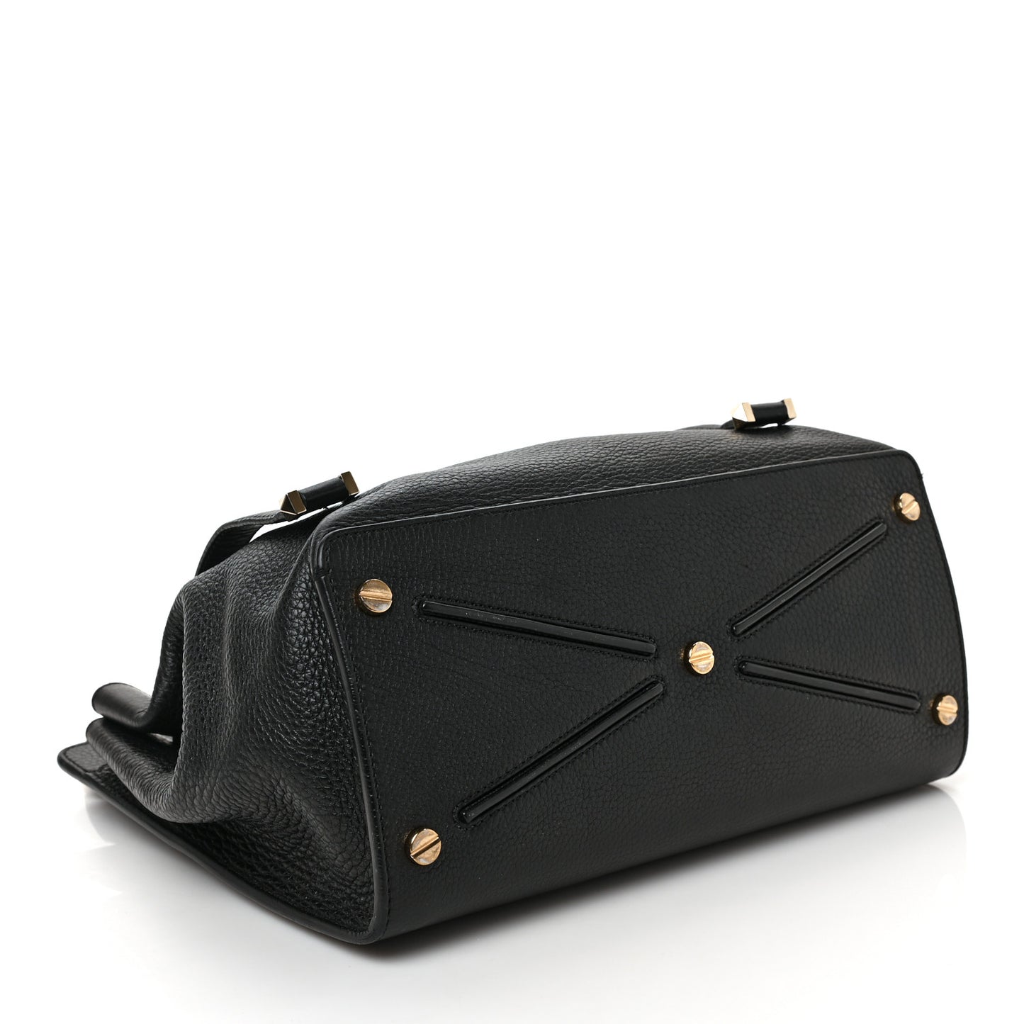 Pebbled Calfskin Large JoyLock Satchel Black