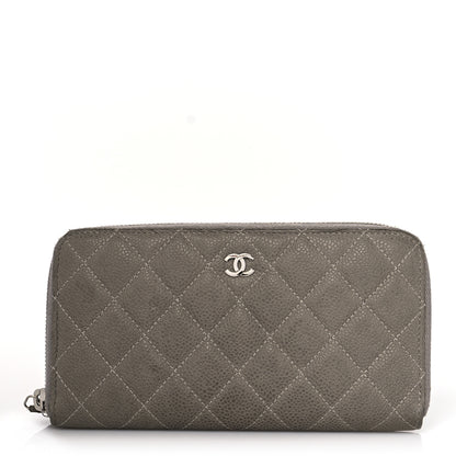 Chanel Caviar Quilted Large Gusset Zip Around Wallet Grey 1 of 15