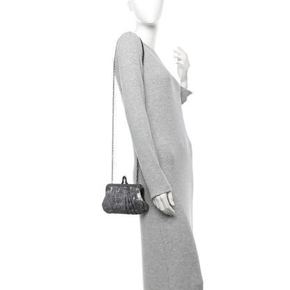 Christian Louboutin Glitter Fabric Crossbody Clutch Silver 2 of 9