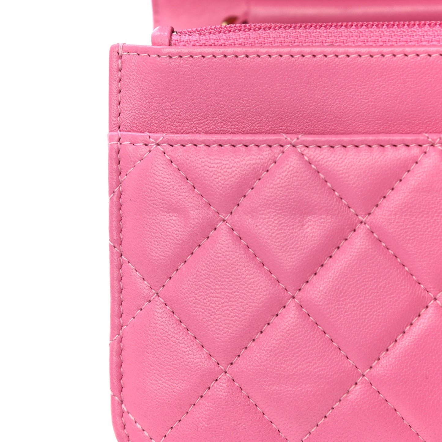 Lambskin Quilted CC Pearl Crush Wallet on Chain WOC Pink