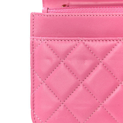 Chanel Lambskin Quilted CC Pearl Crush Wallet on Chain WOC Pink 13 of 18