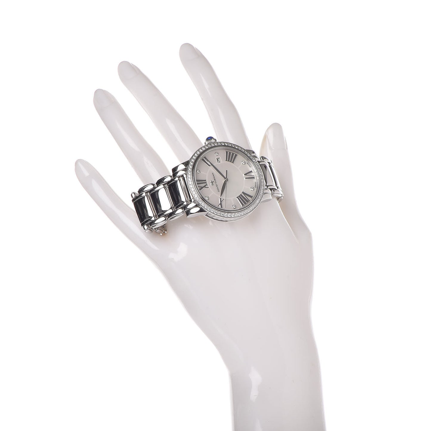 Stainless Steel Diamond Bezel Mother of Pearl 38mm Classic Quartz Watch