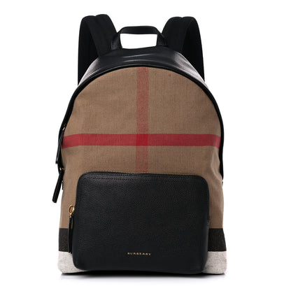 Burberry Mega Check Calfskin Abbeydale Simple Backpack Black Camel 1 of 10