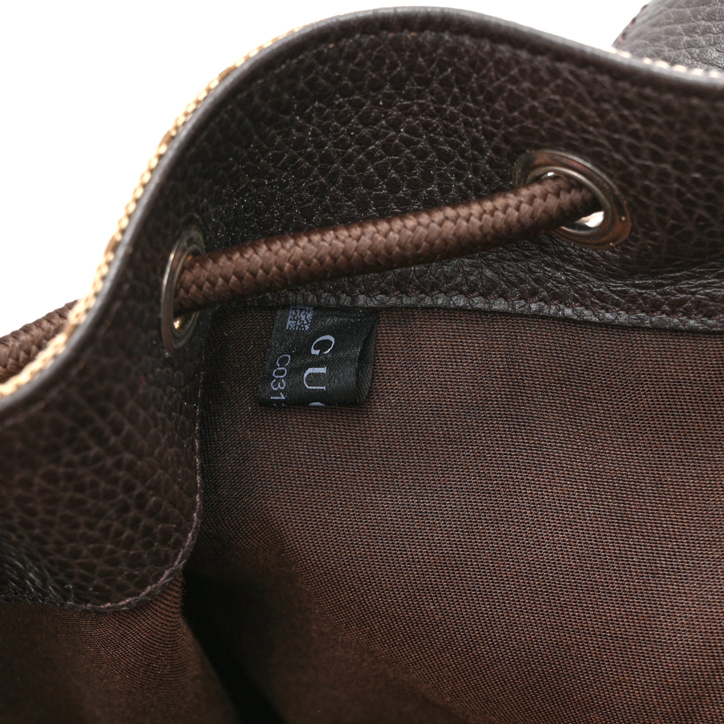 Monogram Dollar Calfskin O Drawstring Backpack Beige Ebony Testa di Moro Dark Chocolate