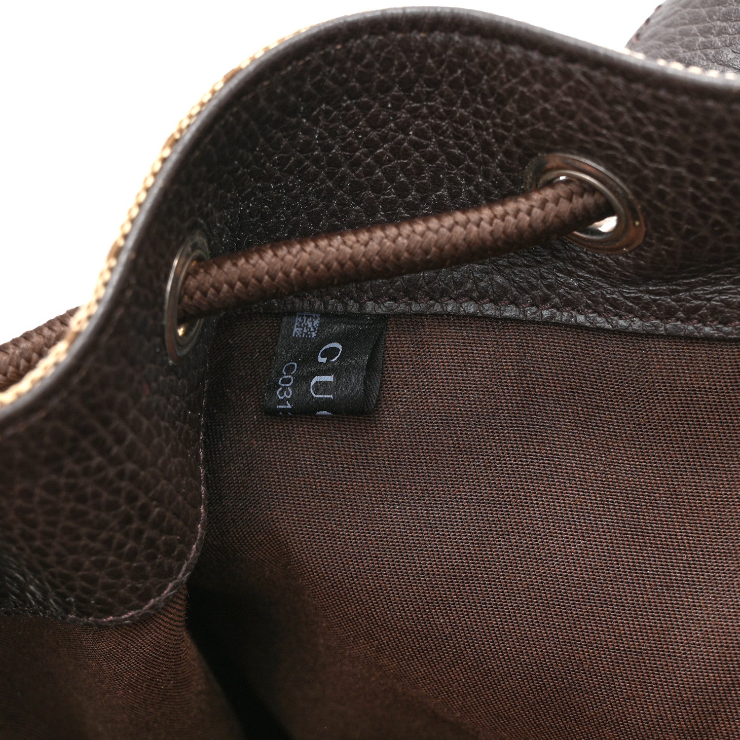 Gucci Monogram Dollar Calfskin O Drawstring Backpack Beige Ebony Testa di Moro Dark Chocolate 8 of 11