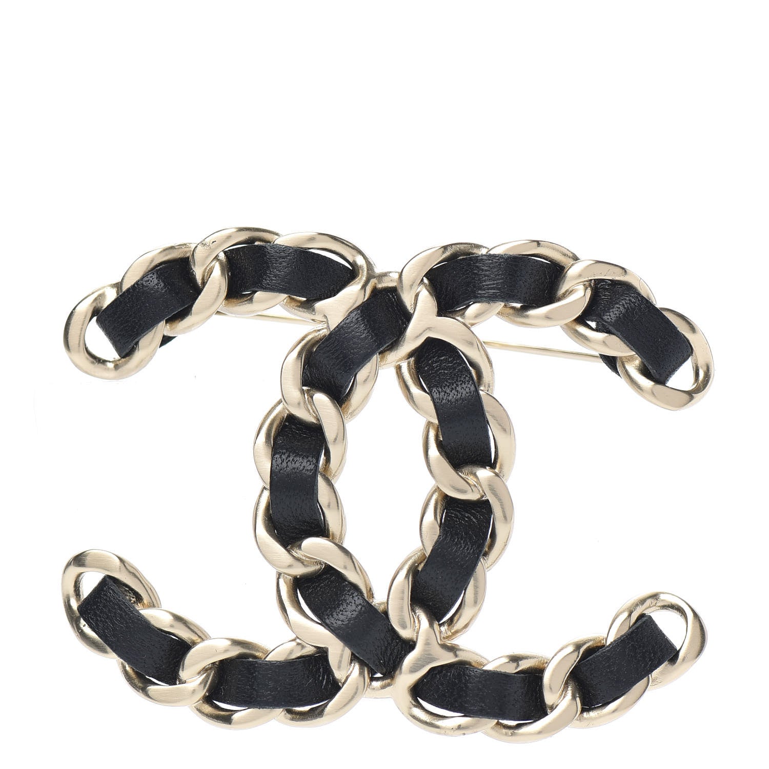 Chanel Lambskin Chain CC Brooch Black Gold 1 of 5