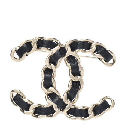 Chanel Lambskin Chain CC Brooch Black Gold 1 of 5