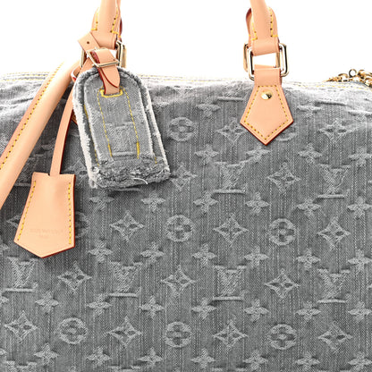 Louis Vuitton Monogram Denim Speedy Soft 30 Washed Gray 7 of 9