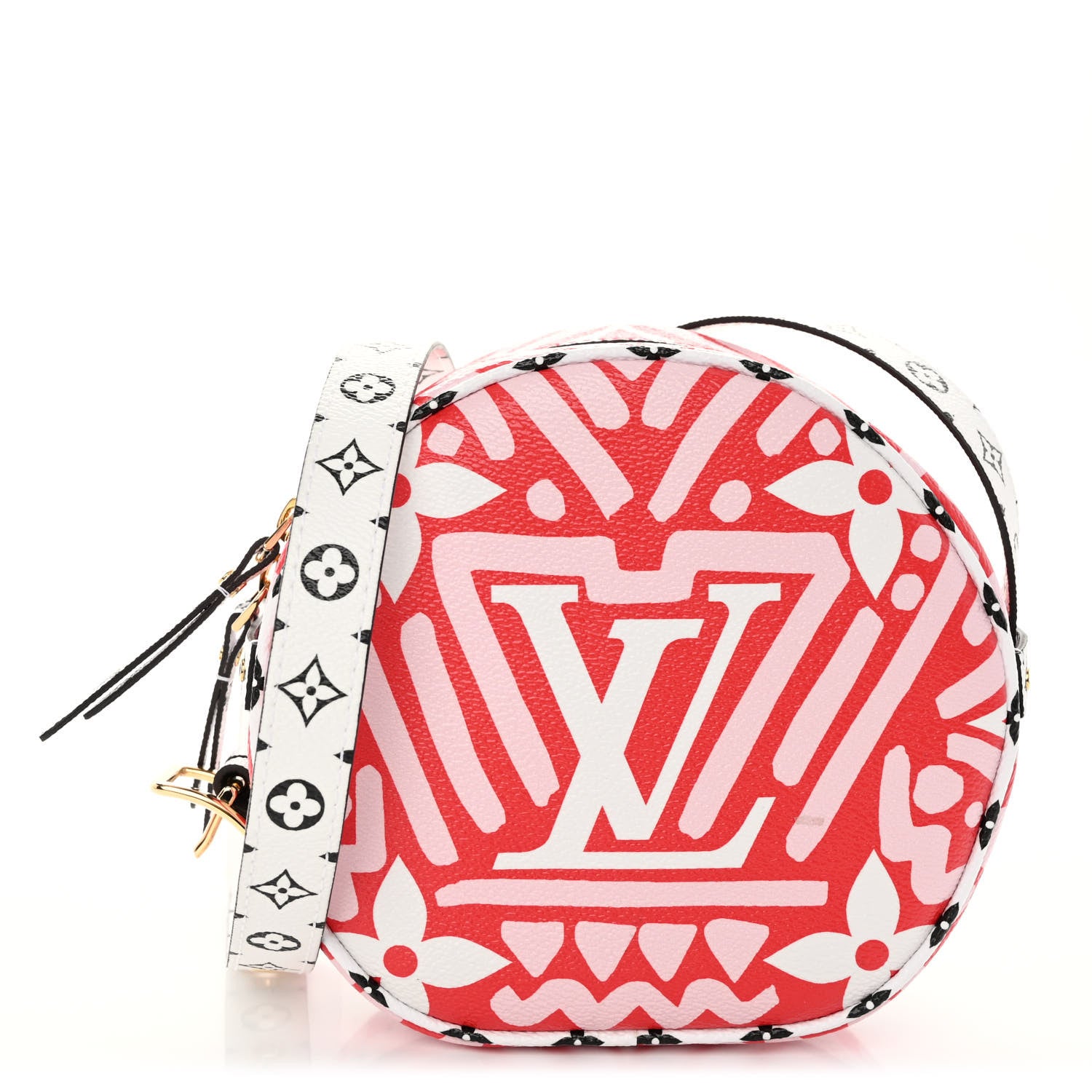 LOUIS VUITTON Monogram Giant Crafty Boite Chapeau Souple PM in the color Rouge Rose Creme by FASHIONPHILE