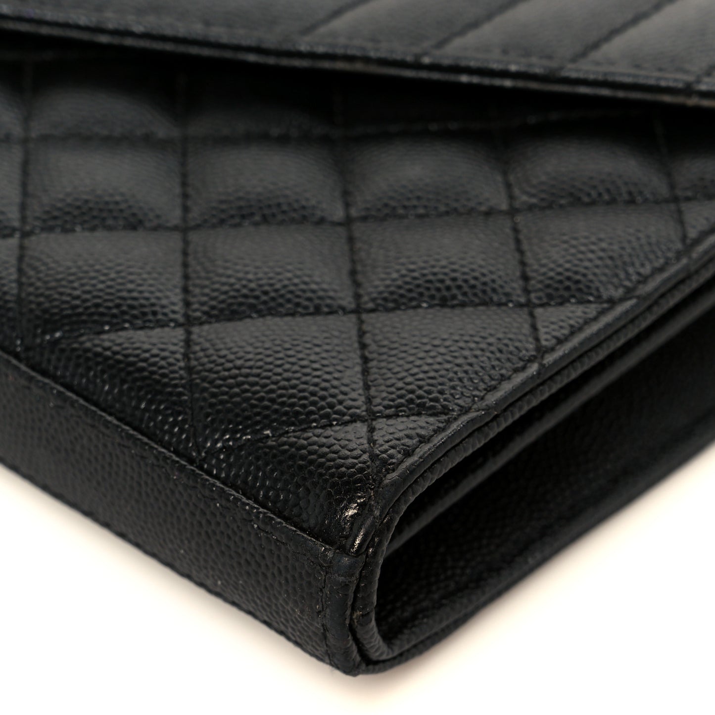 Grain De Poudre Mixed Matelasse Triquilt Monogram Chain Wallet Black