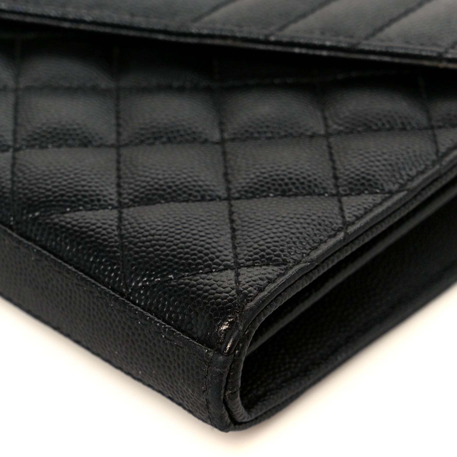 Saint Laurent Grain De Poudre Mixed Matelasse Triquilt Monogram Chain Wallet Black 10 of 10