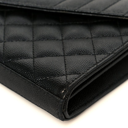 Saint Laurent Grain De Poudre Mixed Matelasse Triquilt Monogram Chain Wallet Black 10 of 10