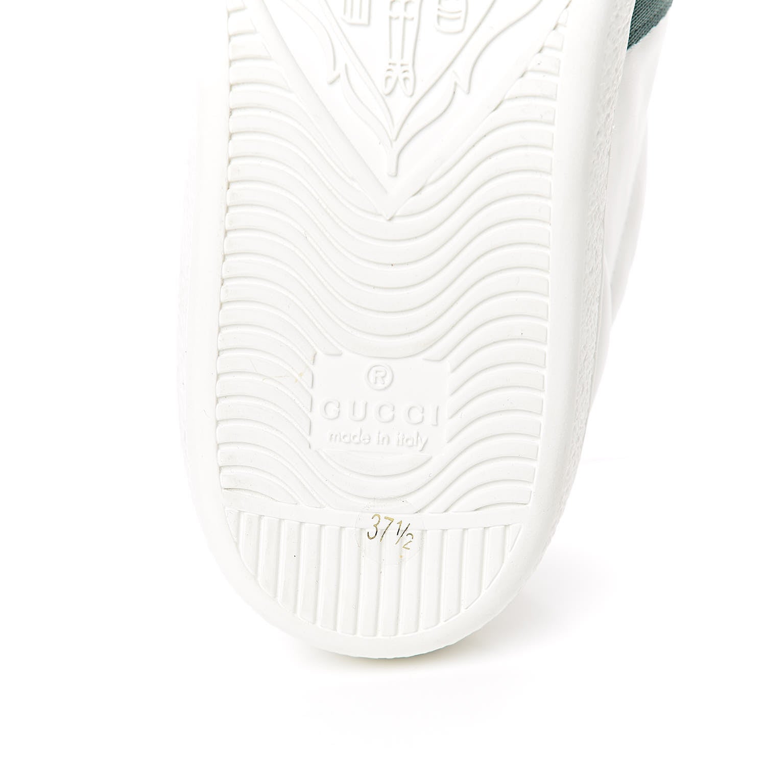 Gucci Calfskin Web Bee Embroidered Womens Ace Sneakers 37.5 White Green 7 of 9