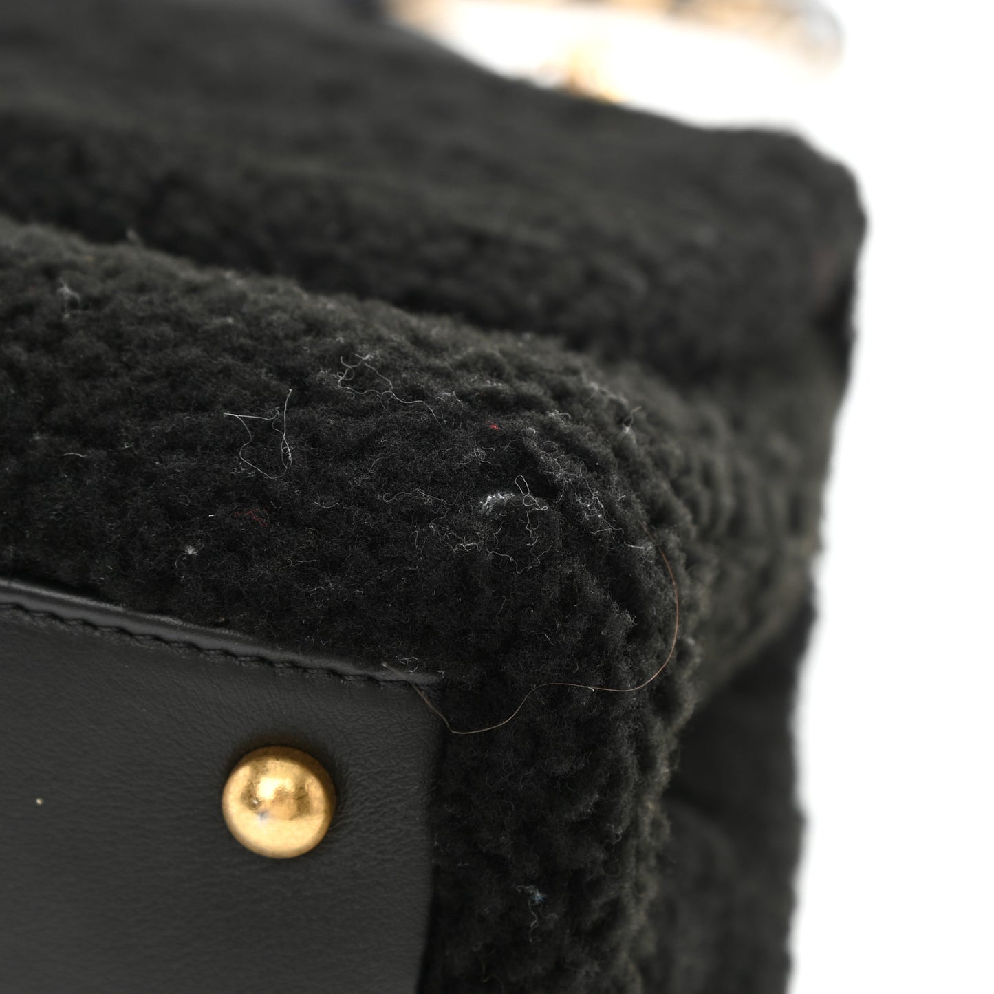 Shearling Lambskin Medium Coco Handle Flap Black