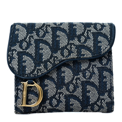 Christian Dior Monogram Compact Saddle Wallet Blue 1 of 9