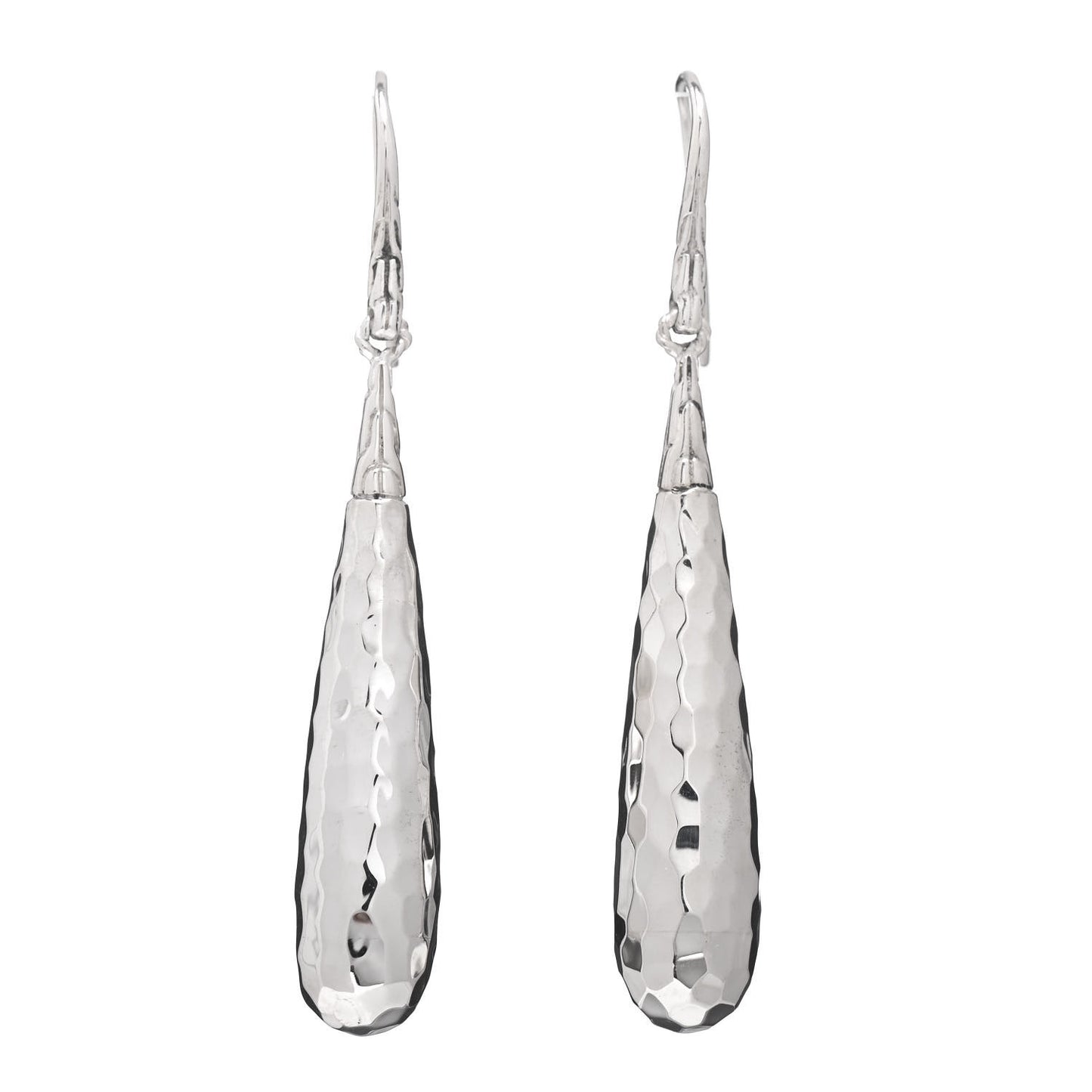 Sterling Silver Classic Chain Hammered Drop Earrings