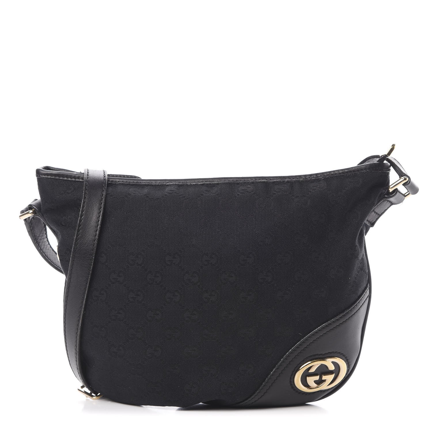 Gucci Monogram Medium New Britt Half Moon Hobo Black 1 of 20