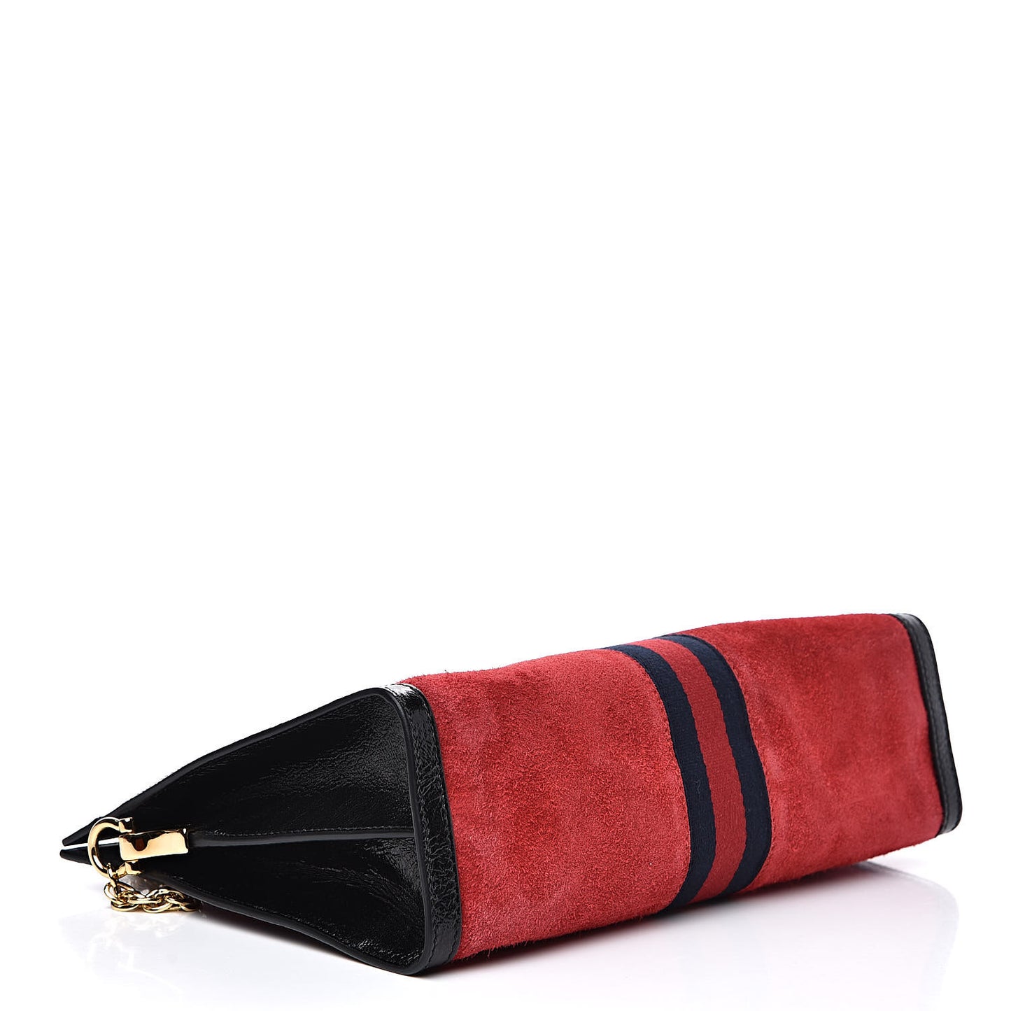 Suede Patent Web Medium Ophidia Chain Shoulder Bag Hibiscus Red Black