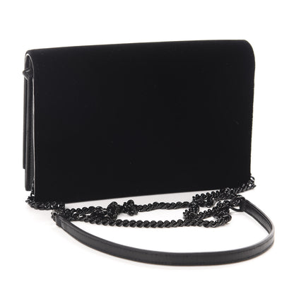 Saint Laurent Velvet Crystal Monogram Kate Tassel Chain Wallet Black 1 of 10