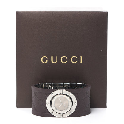 Gucci Stainless Steel Rubber 33mm Twirl Quartz Watch Brown 6 of 6