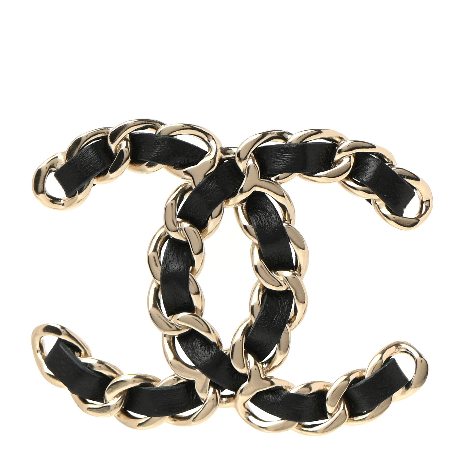 Chanel Lambskin Chain CC Brooch Black Gold 1 of 5