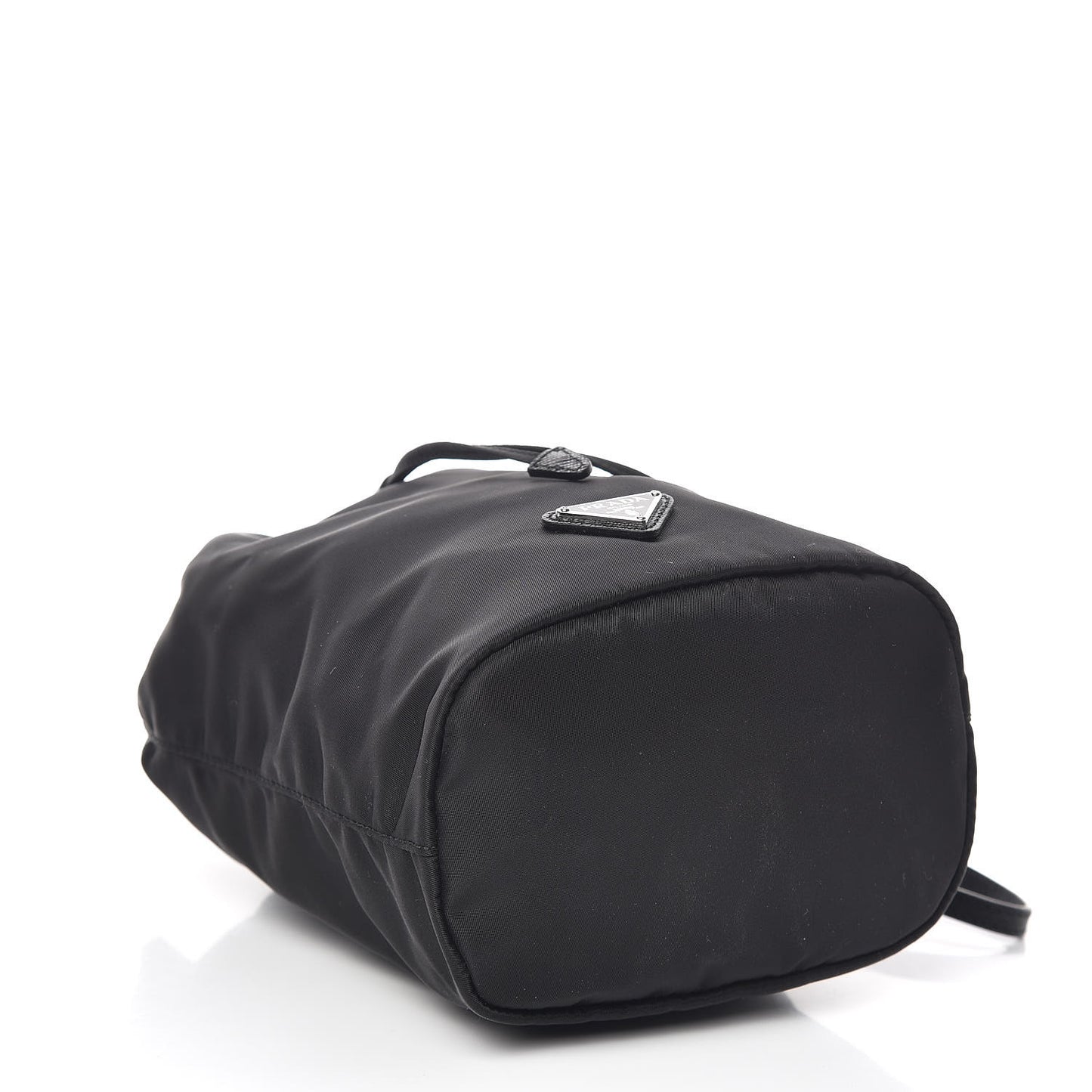 Saffiano Tessuto Nylon Vela Bucket Wristlet Black